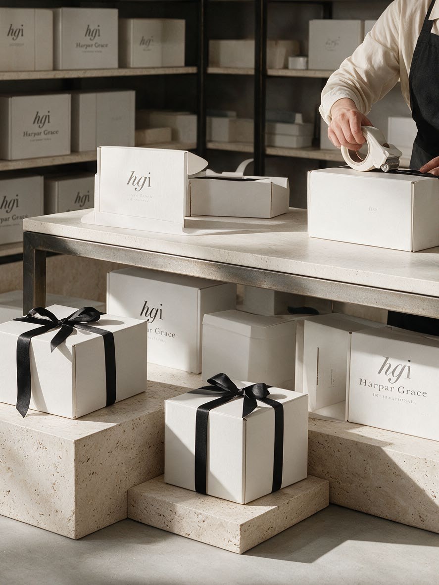 Gift-wrapped orders ready for dispatch