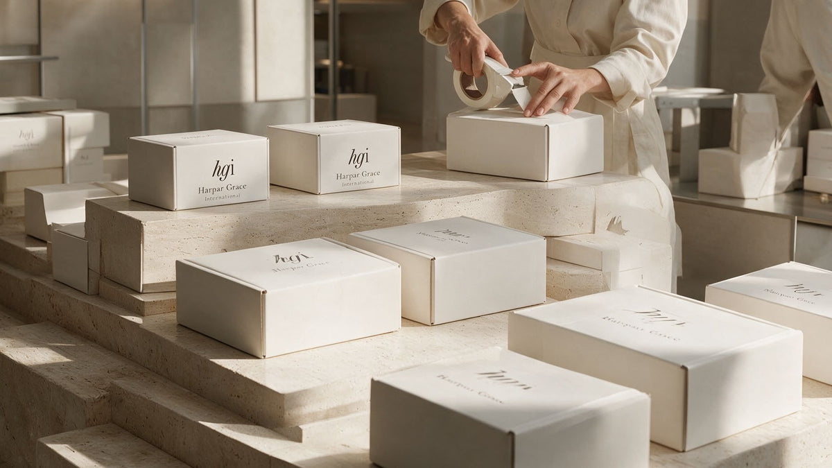 Orders being packed at a fulfilment table